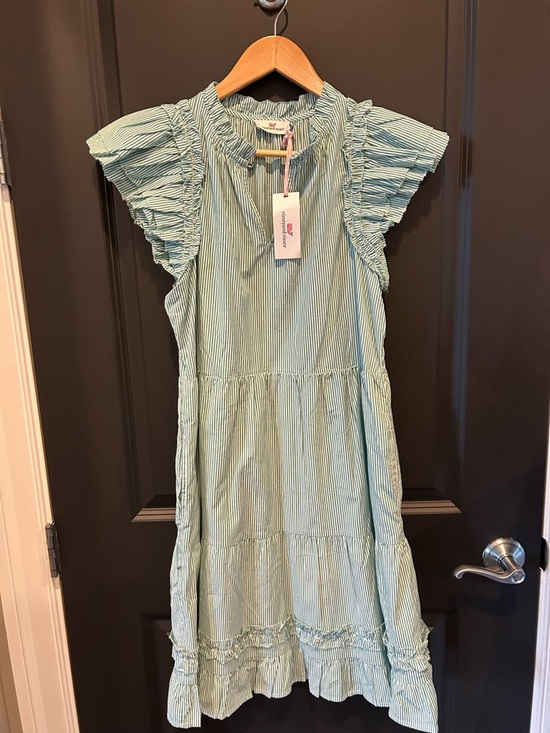 Vineyard Vines Dresses & Skirts - Vineyard Vines Green Stripe Ruffle Dress